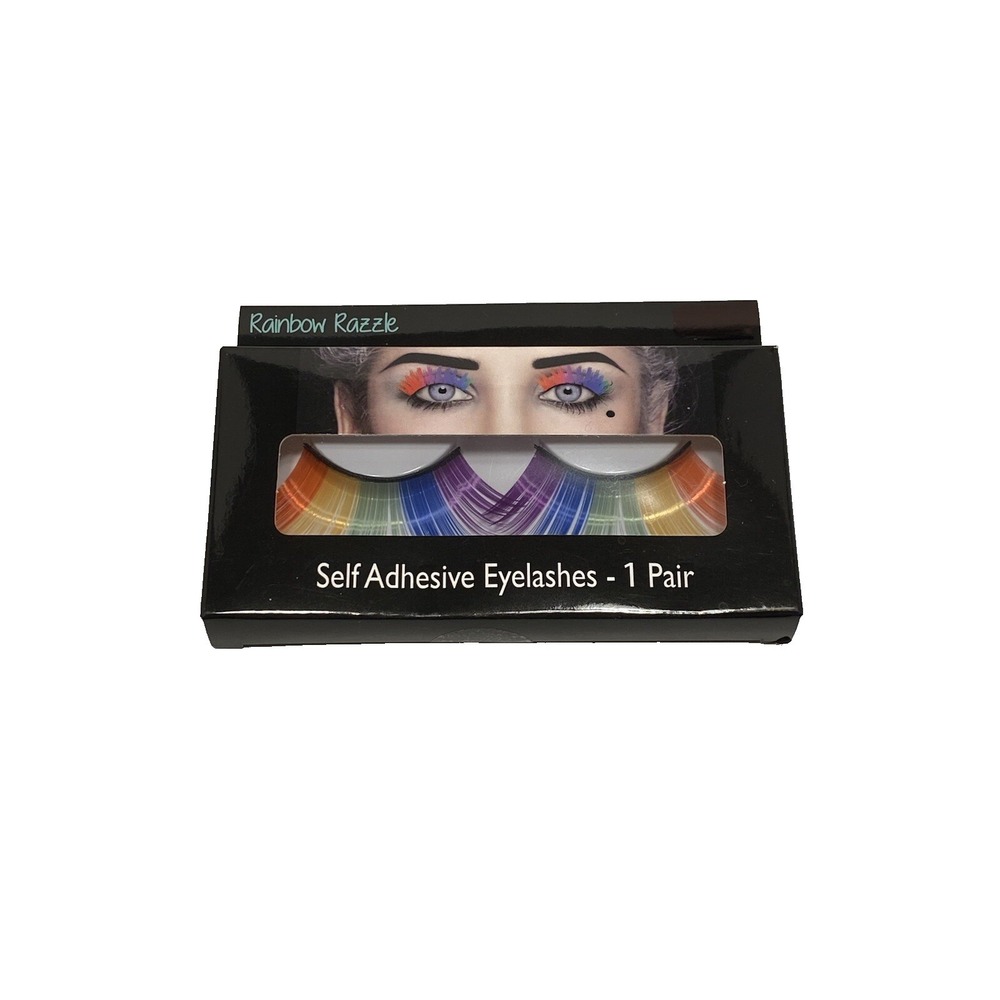 Rainbow Razzle Self Adhesive Fake Strip Eyelashes 1 Pair Multi Color‎ Lash